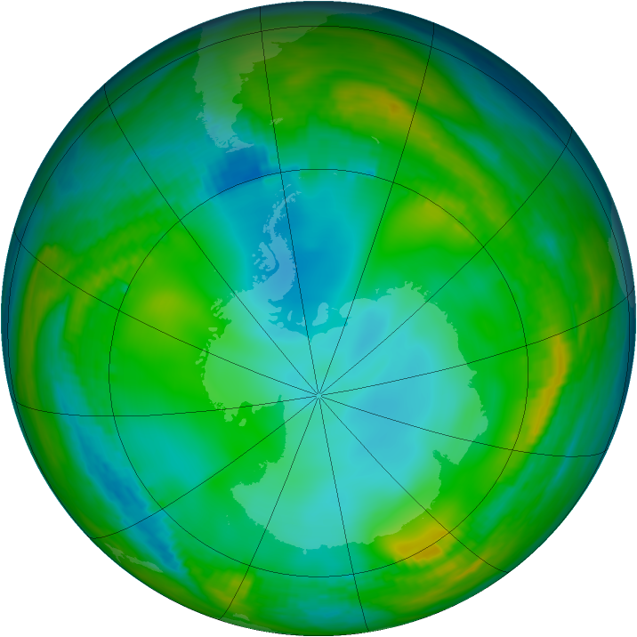 Antarctic ozone map for 15 June 1981